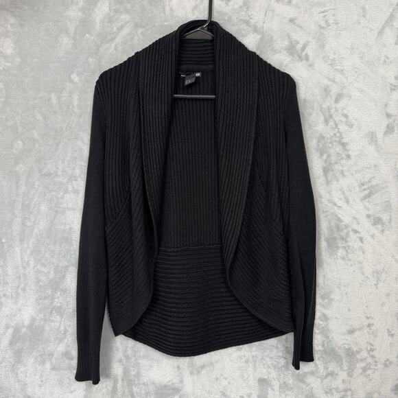 H&M Cardigan Womens Size XS Black Open Front - Picture 1 of 6